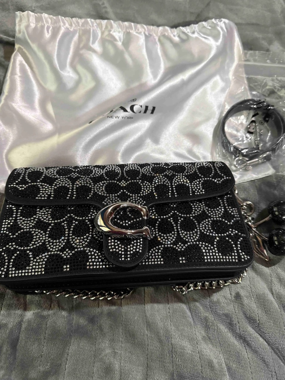 Coach Black Crystal Signature Jacquard Crossbody Bag with Silver Hardware
